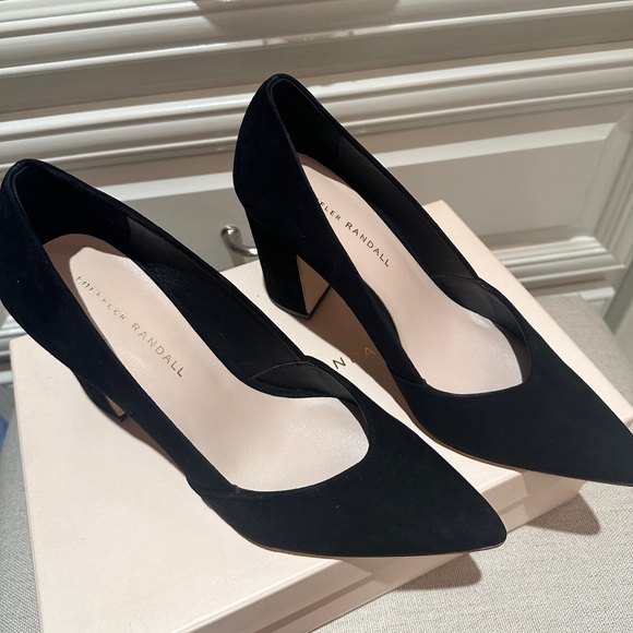 Loeffler Randall - Paulina Black Suede Block Heels - Picture 2 of 6
